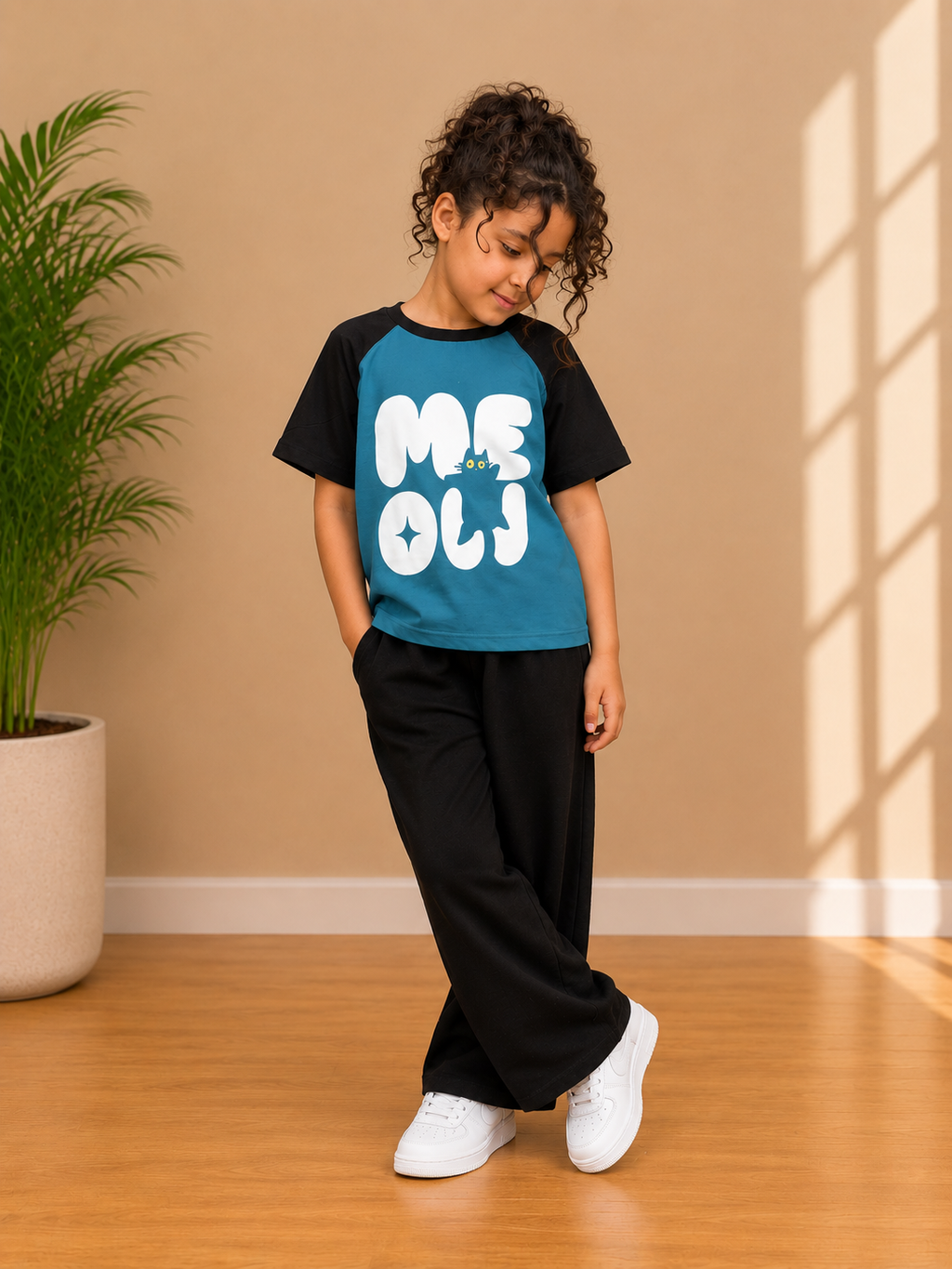 Meow mood raglan teshirt