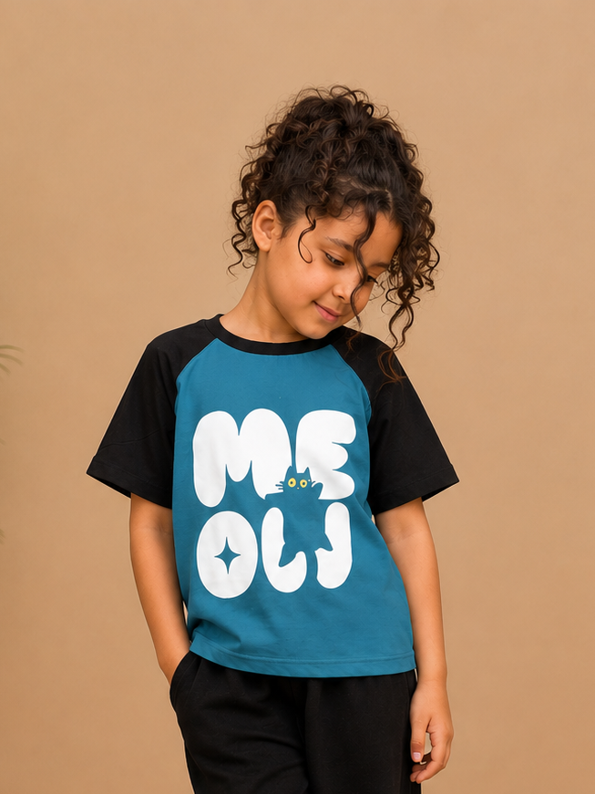 Meow mood raglan teshirt